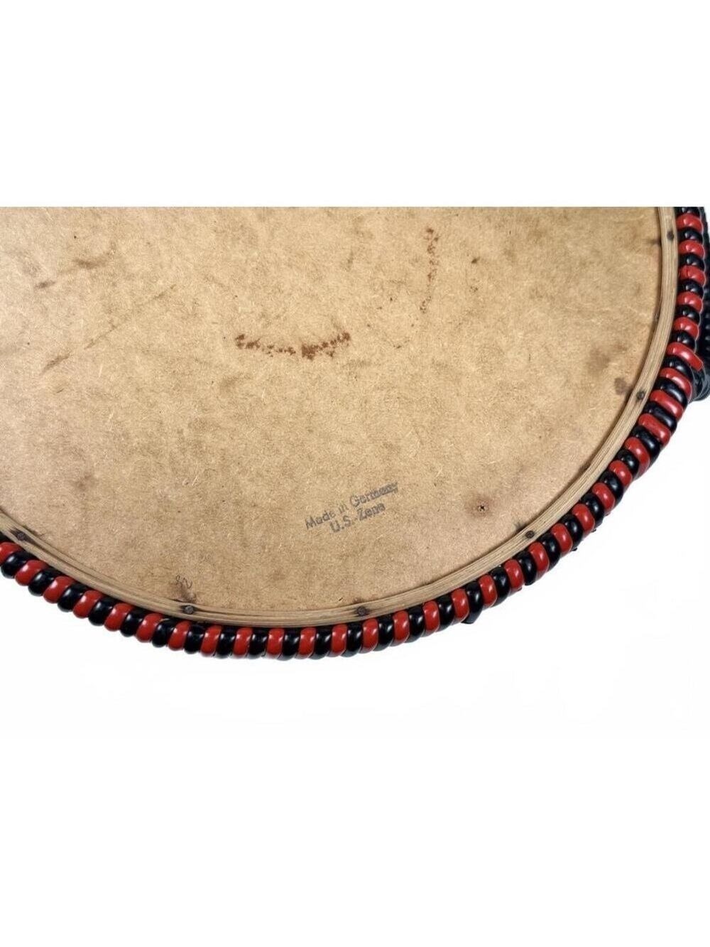 Vintage German US Zone Red Black Celluloid Goldfinch Bird Tray Bobbin Handle - Picture 12 of 13